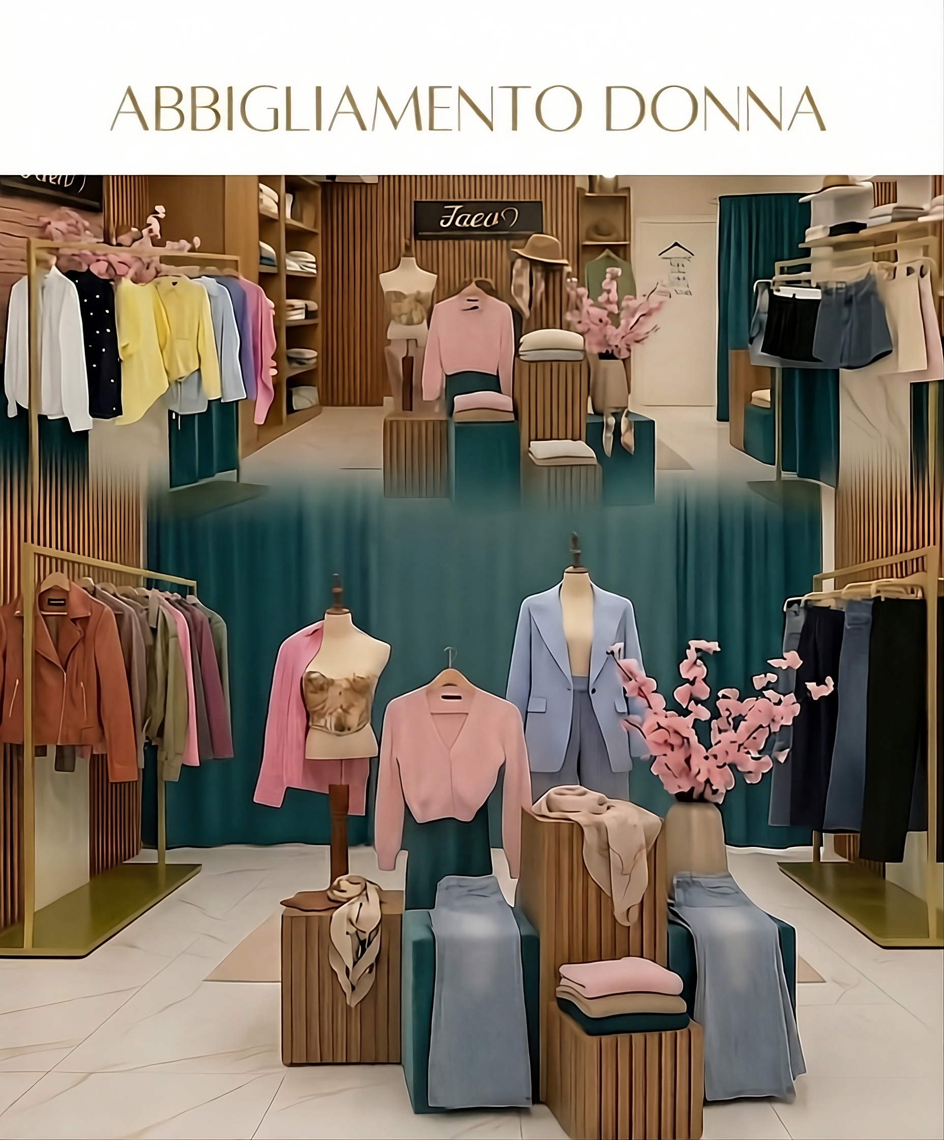Selezione abbigliamento donna all'interno della boutique FAEV