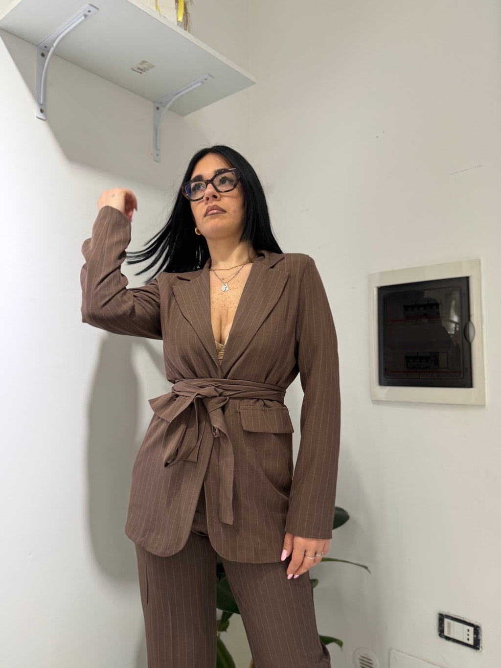 Tailleur gessato “Amelie”
