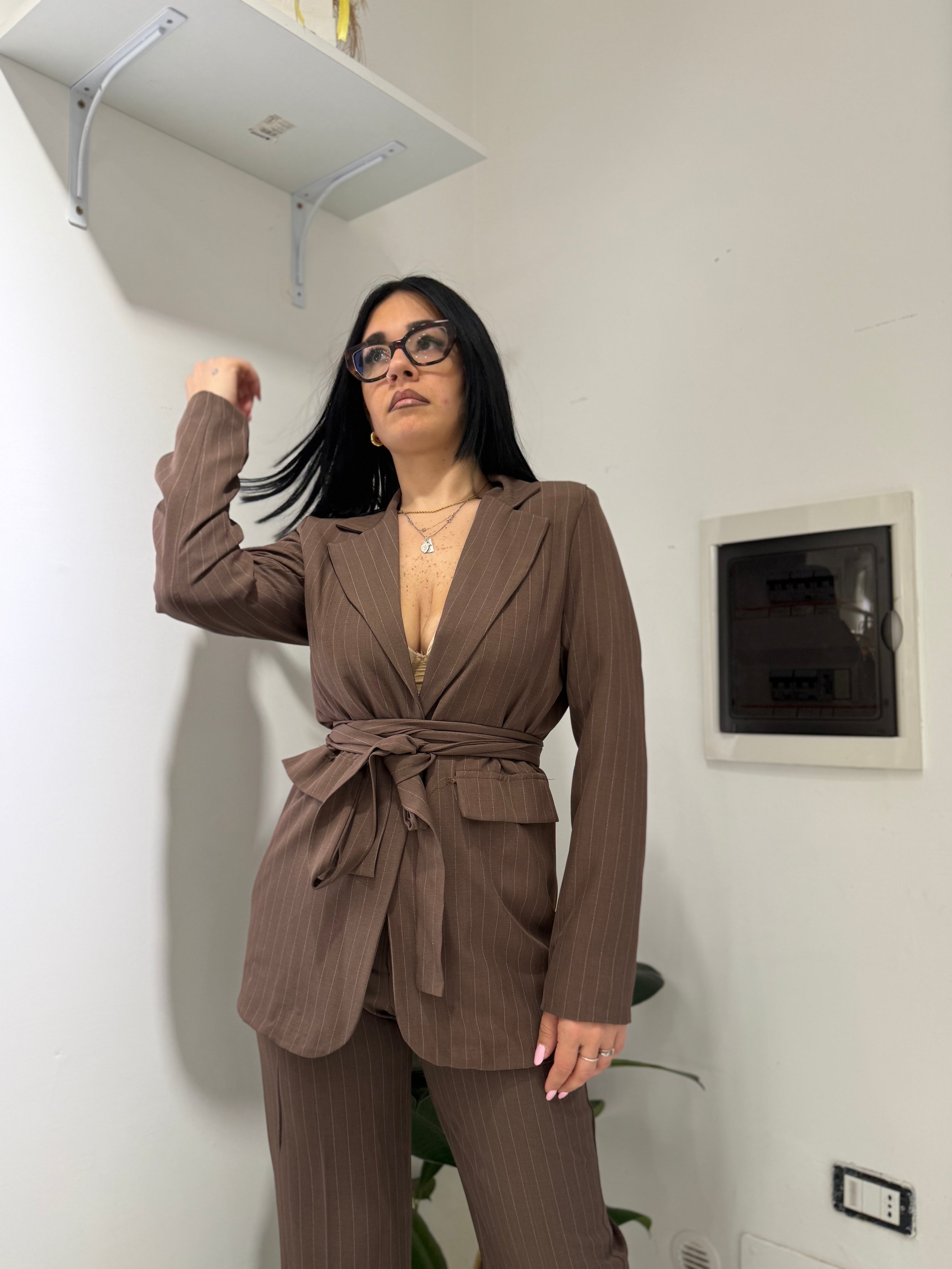 Tailleur gessato “Amelie”