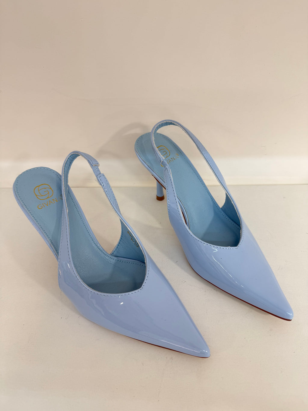 Slingback GIVANA in Vernice – Azzurro Cielo