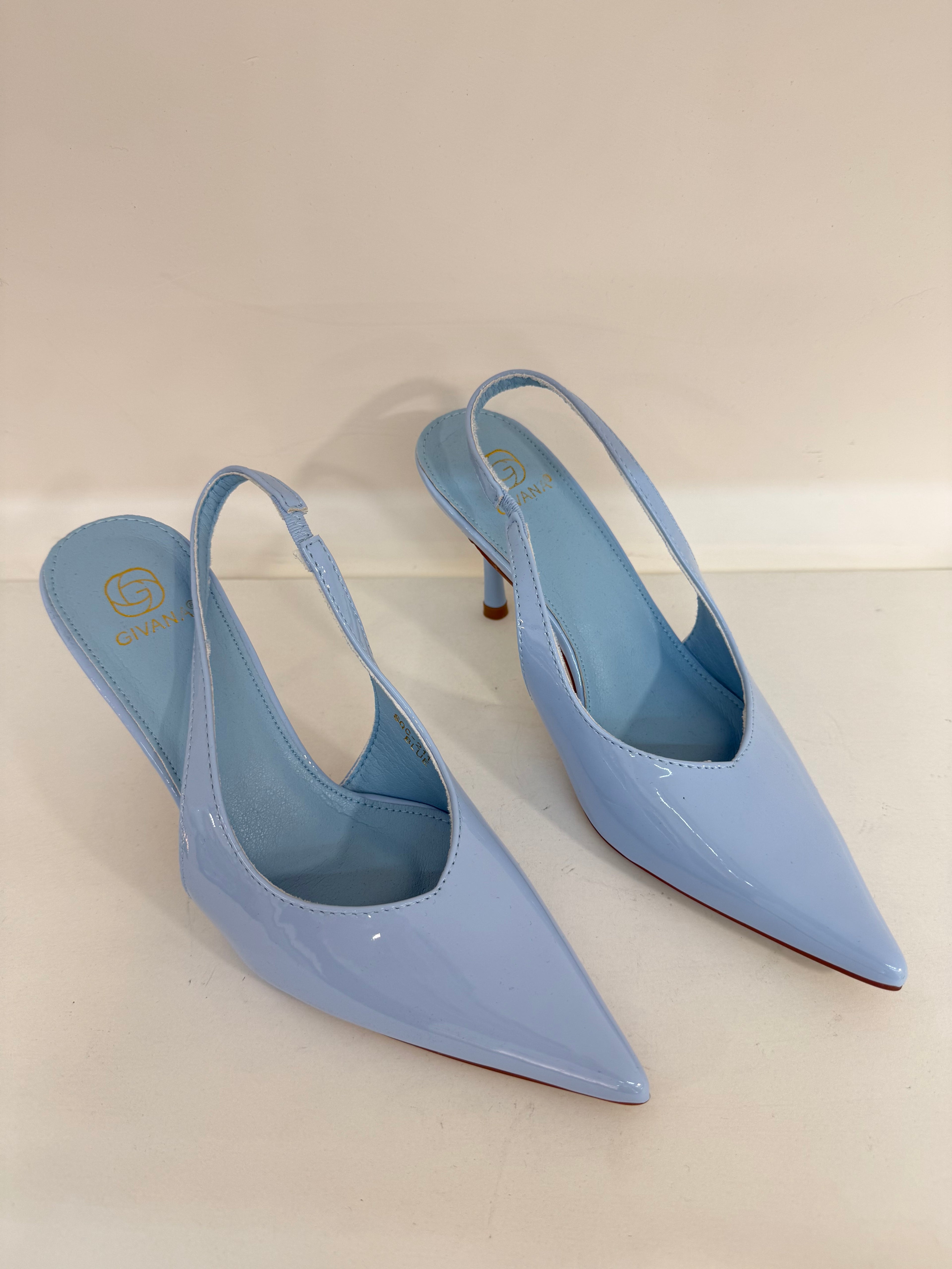 Slingback GIVANA in Vernice – Azzurro Cielo