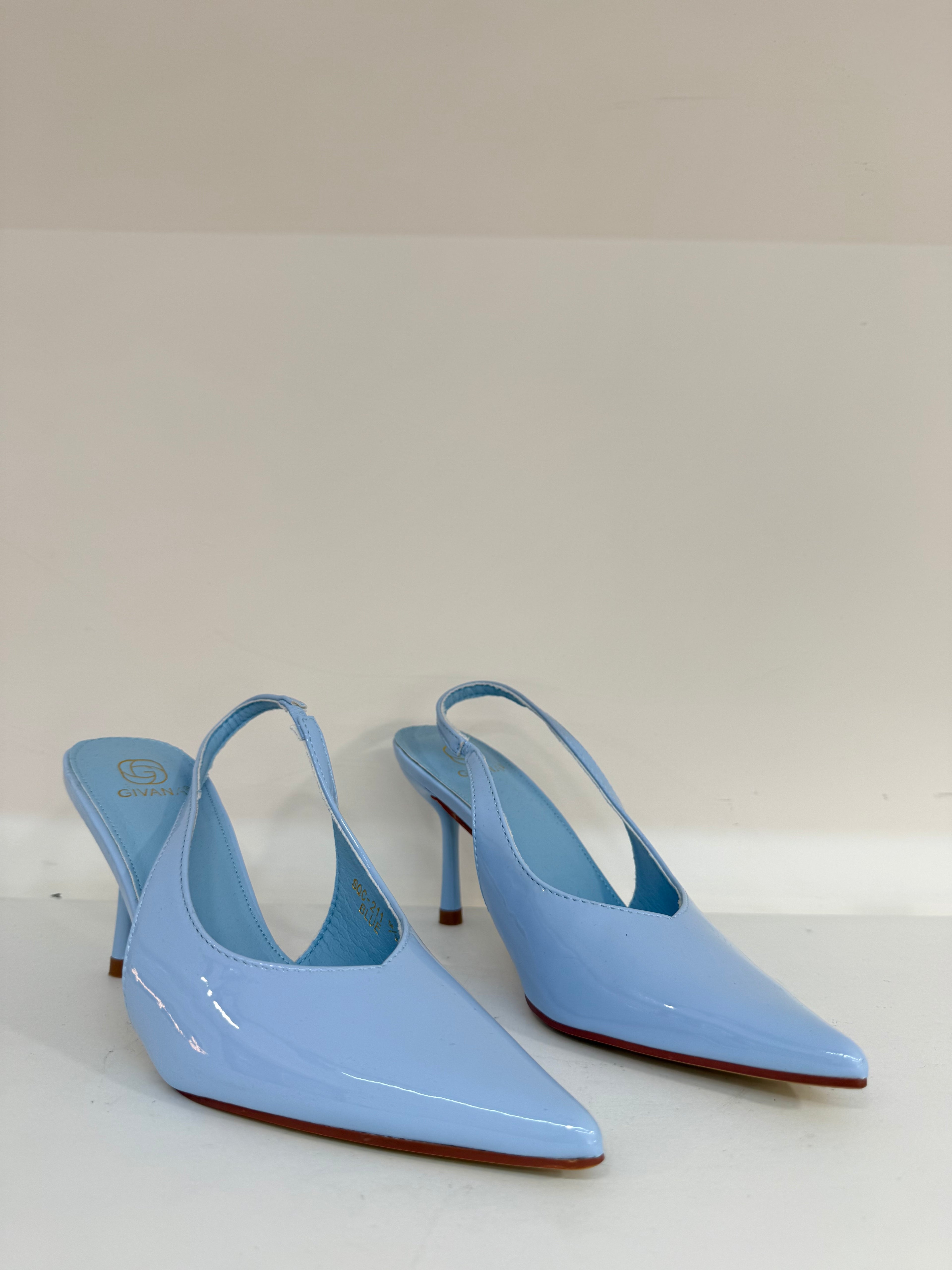 Slingback GIVANA in Vernice – Azzurro Cielo